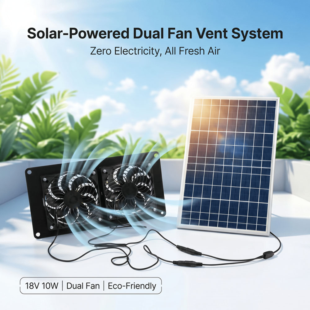 Solar Panel 200W - طقم تهوية مزدوج يعمل بالطاقة الشمسية