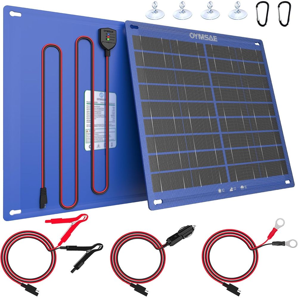 Solar Panel - شاحن بطارية سيارة يعمل بالطاقة الشمسية