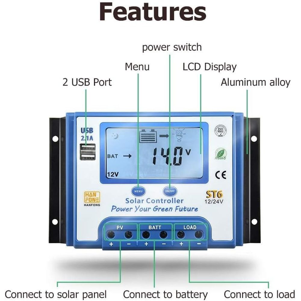 منظم شحن شمسي 60 أمبير 12/24 ف - مراجعة Charge Controller Solar وسعره